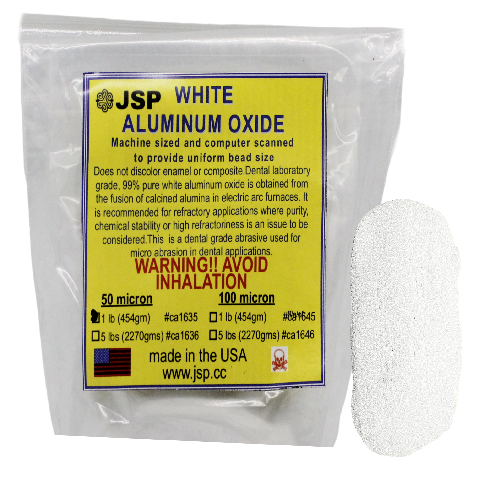 1 LB ALUMINUM OXIDE 50 micron WHITE Polishing Blasting Media Abrasive Tumbling