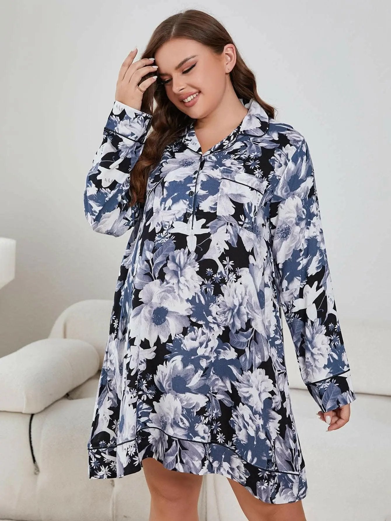 Trendsi swimwear - Floral print plus size nightgown