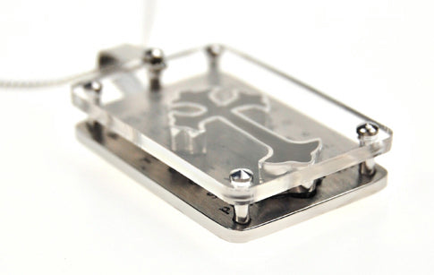 3D Shield Cross Necklace