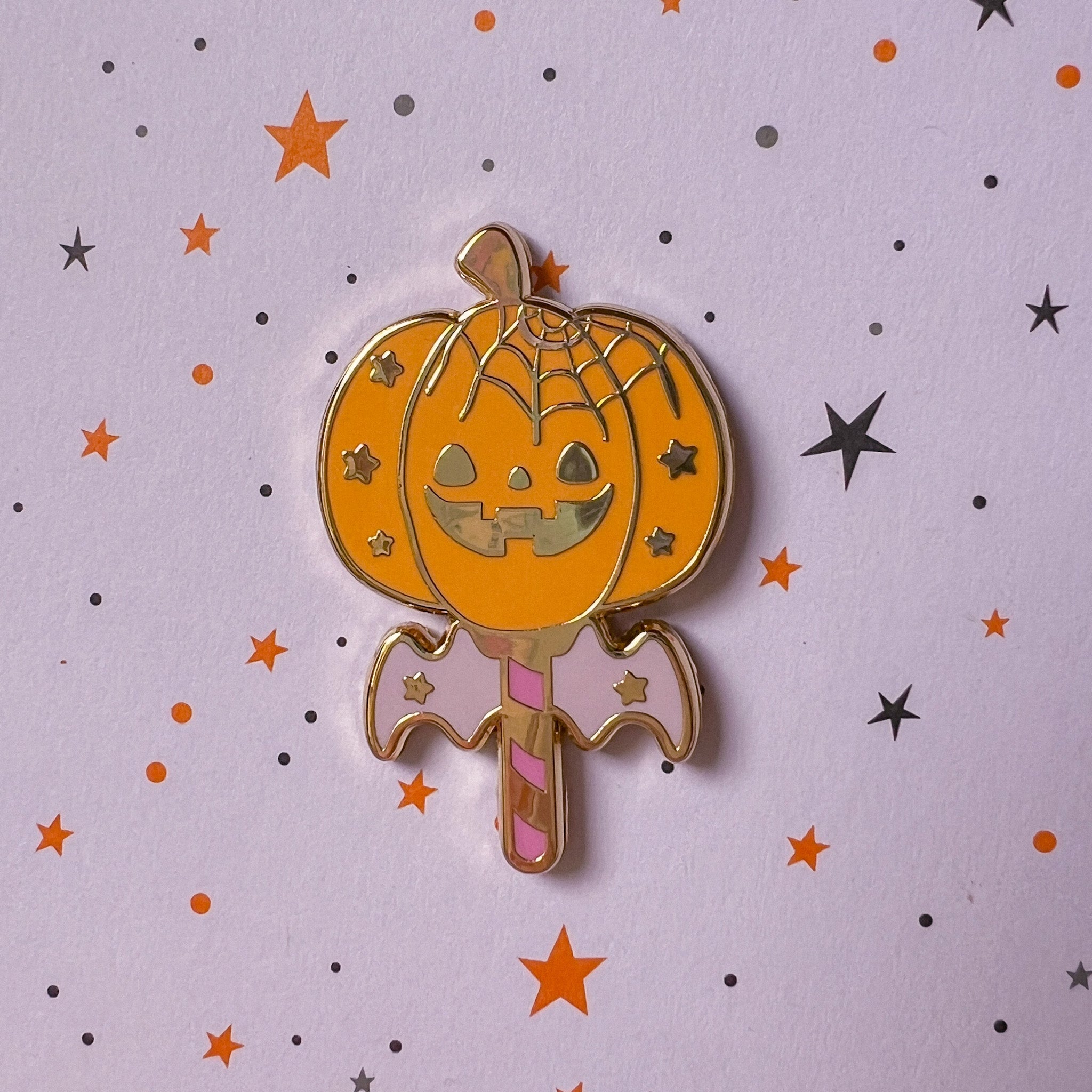 Pumpkin Wand Enamel Pin