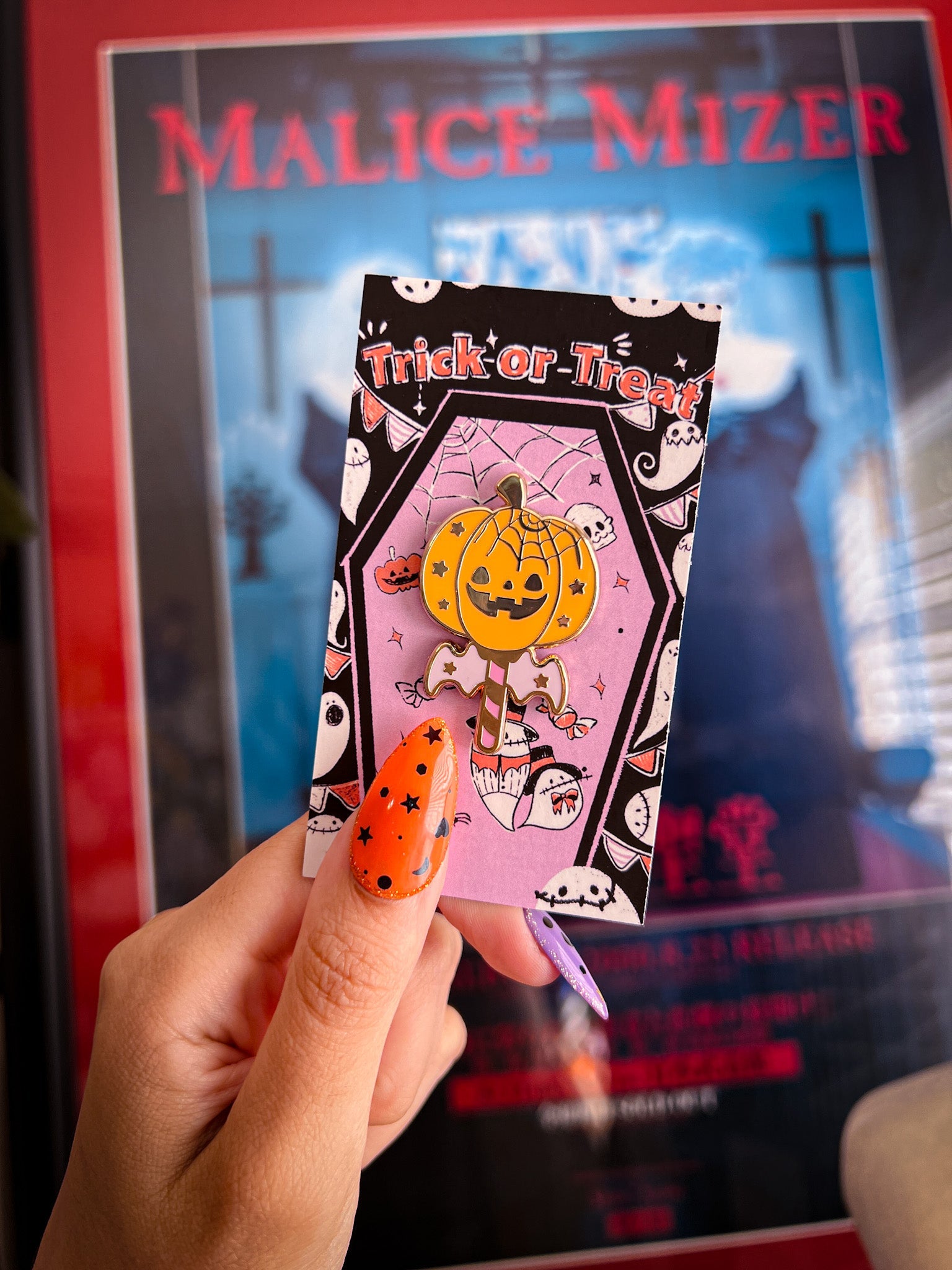 Pumpkin Wand Enamel Pin