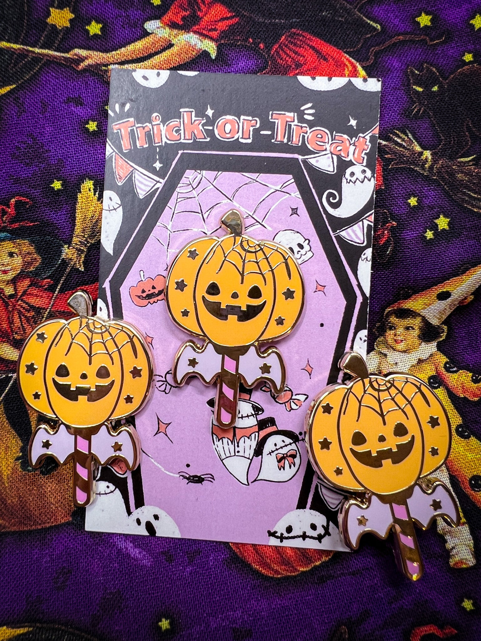 Pumpkin Wand Enamel Pin