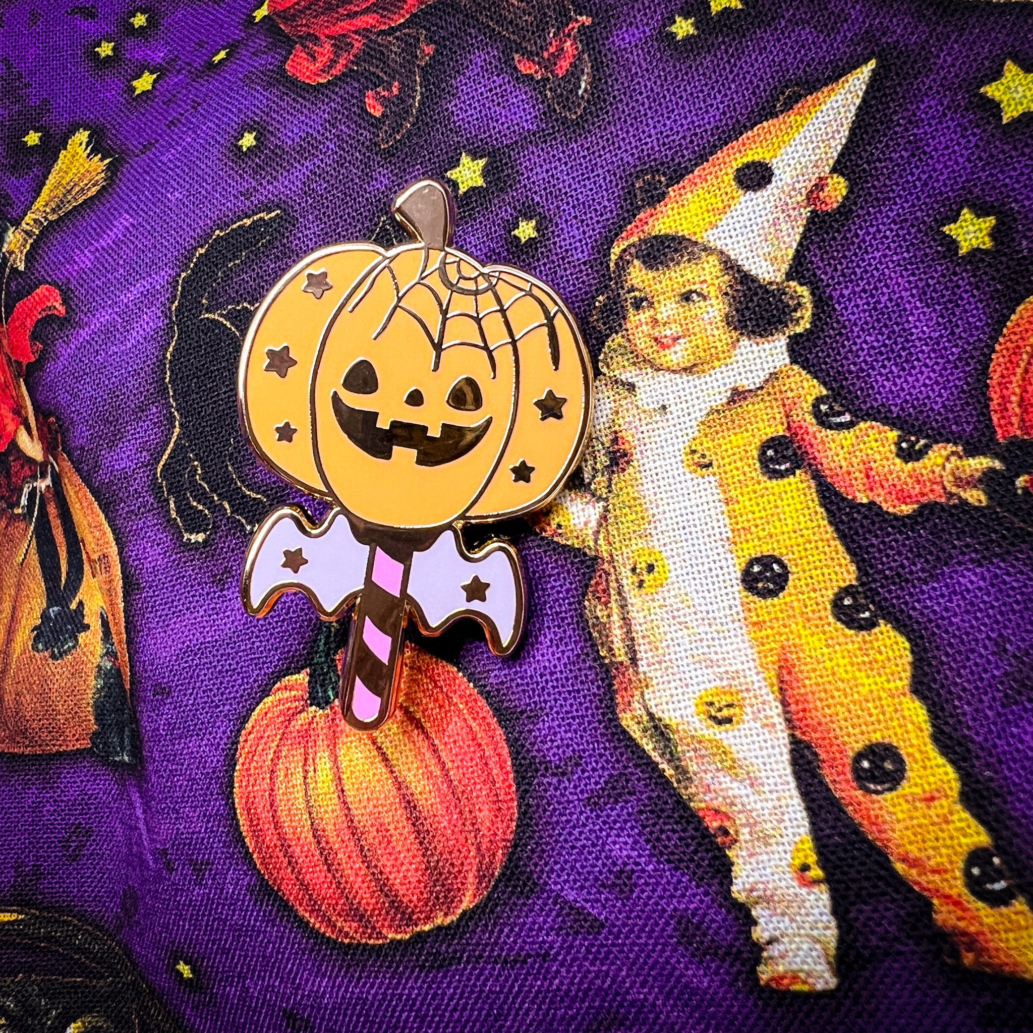 Pumpkin Wand Enamel Pin