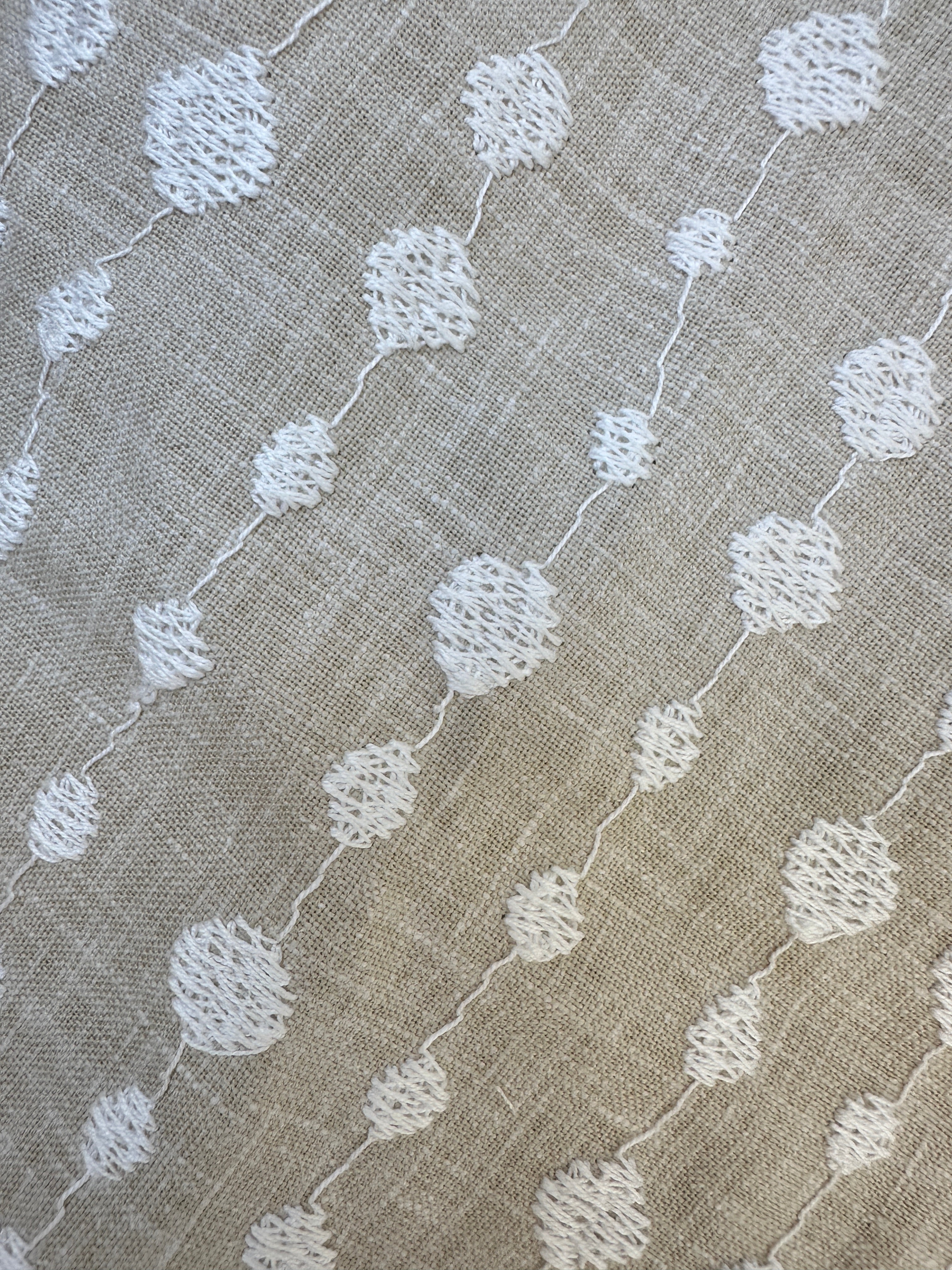 Embroidered Linen Pillow Cover - Beige