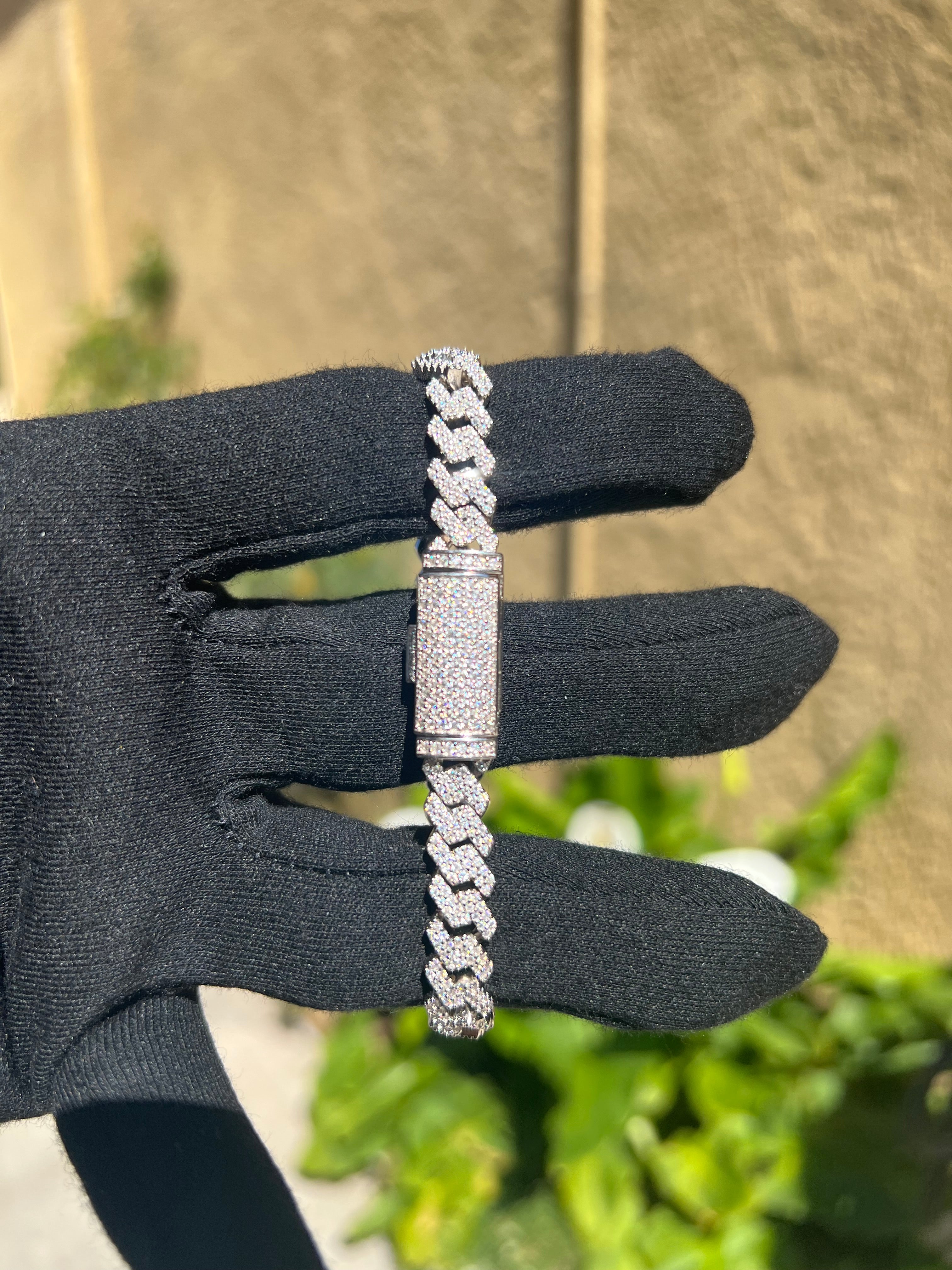 8MM Moissanite Cuban Bracelet in Solid 925 Silver