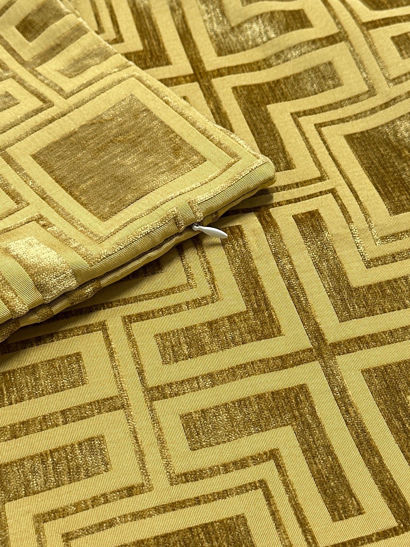Cut Velvet Squares Pillow Cover - Bright Gold