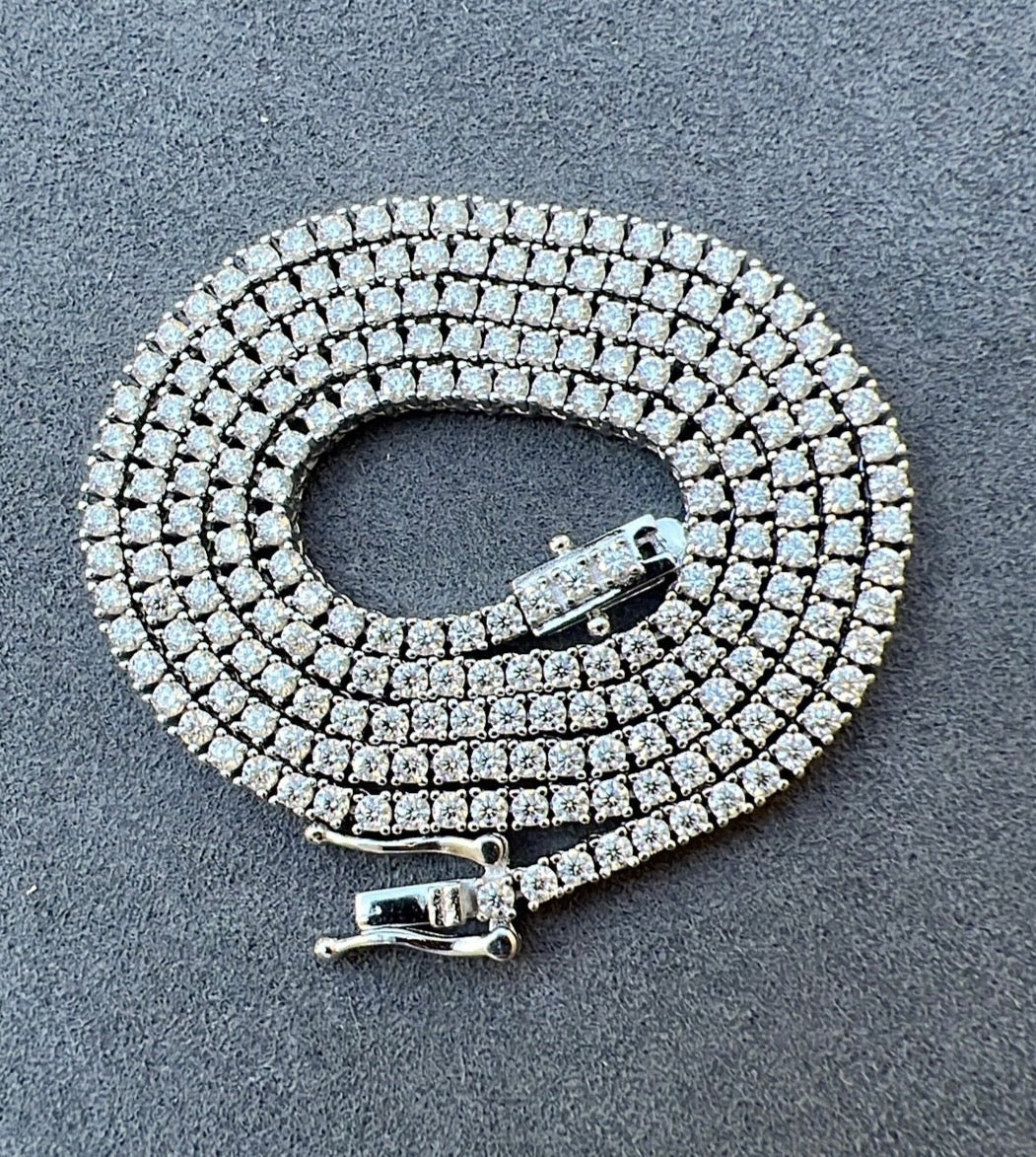 2mm Moissanite Tennis Necklace in Solid 925 Silver