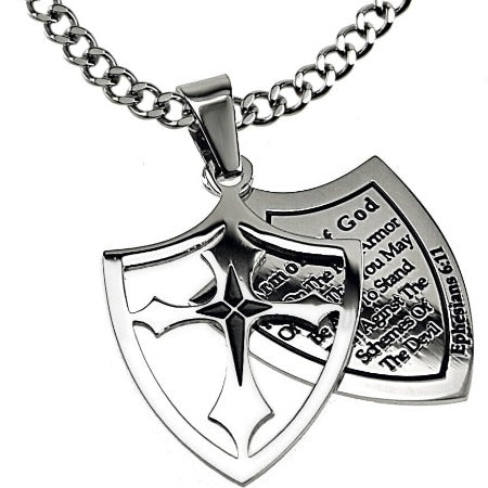 Two Piece Shield Cross Necklace