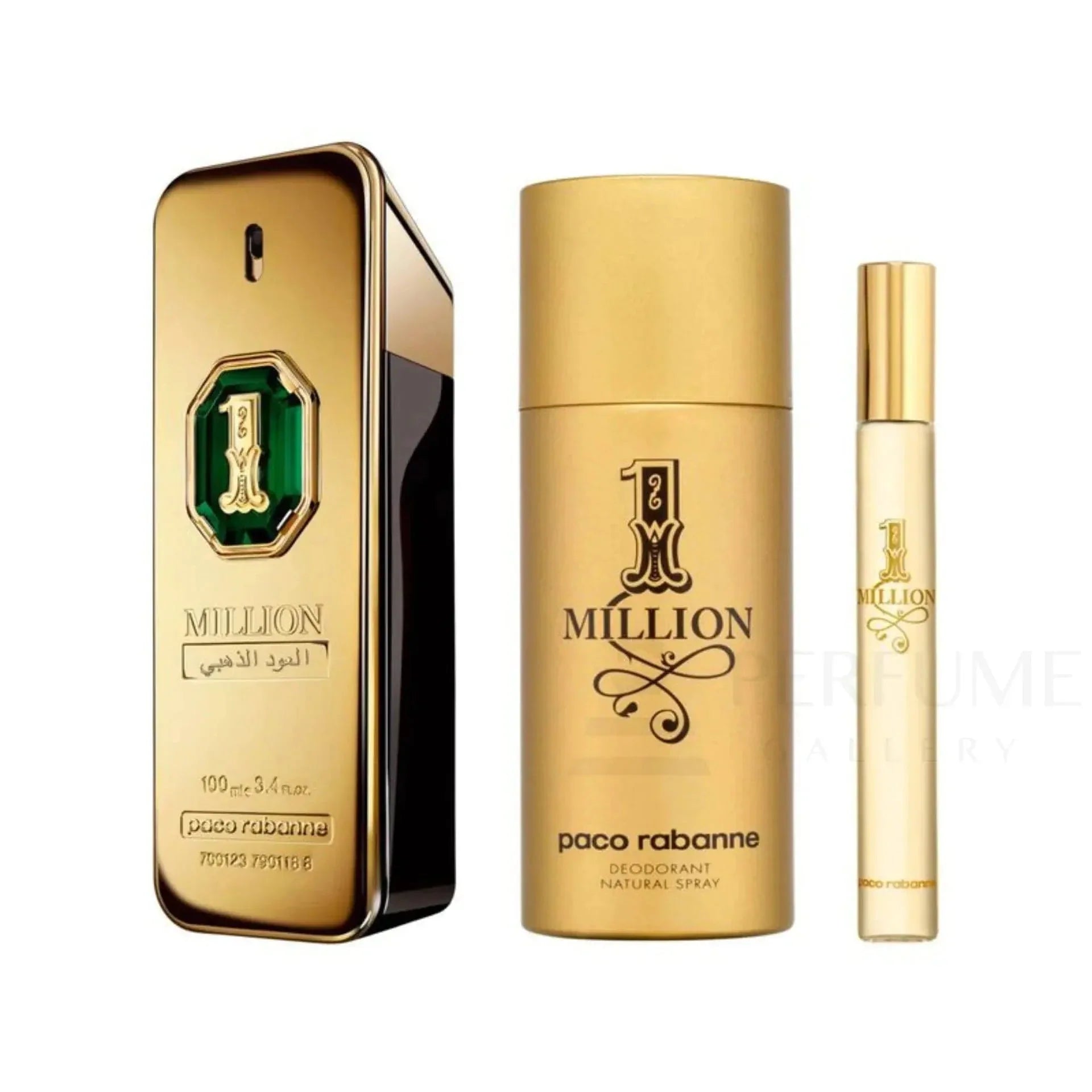1 Million Gold Oud By Paco Rabanne For Men 3Pcs Set Parfum Spray