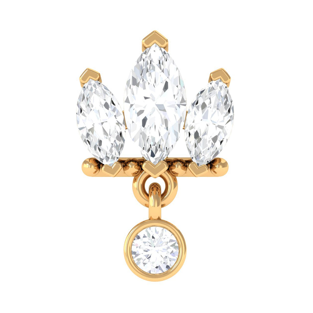 1/4 CT Marquise Moissanite Stud Drop Earring for Helix Piercing