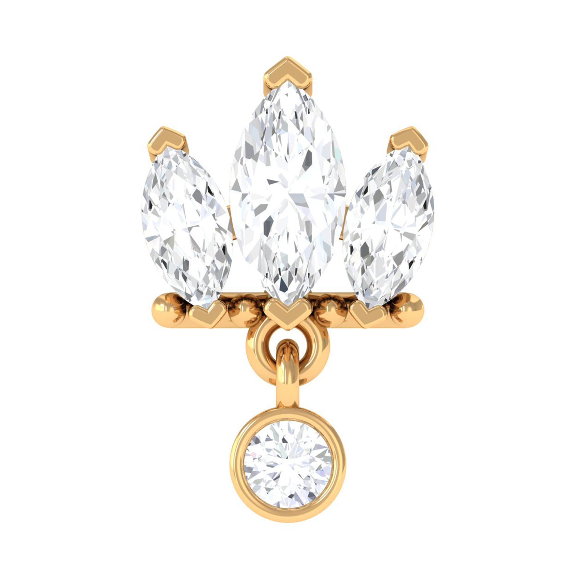 1/4 CT Marquise Moissanite Stud Drop Earring for Helix Piercing