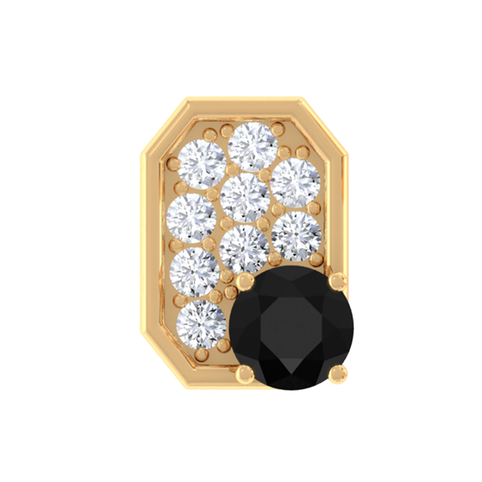 1/4 CT Black Onyx and Moissanite Octagon Cartilage Earring