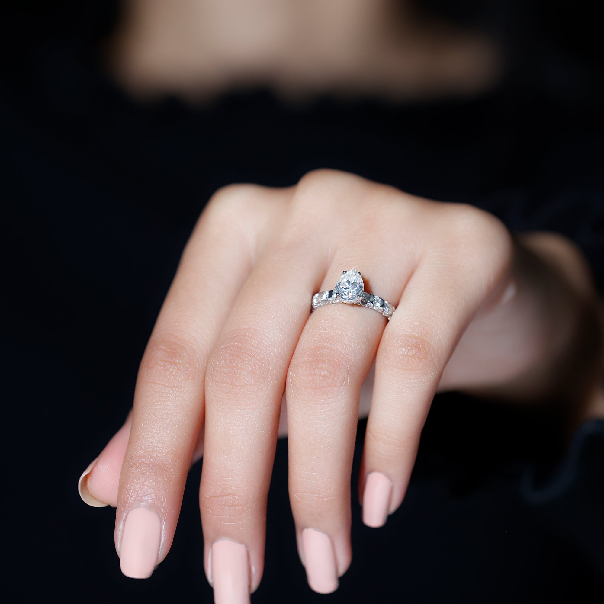 1 CT Pear Cut Lab Grown Diamond Engagement Ring for Women