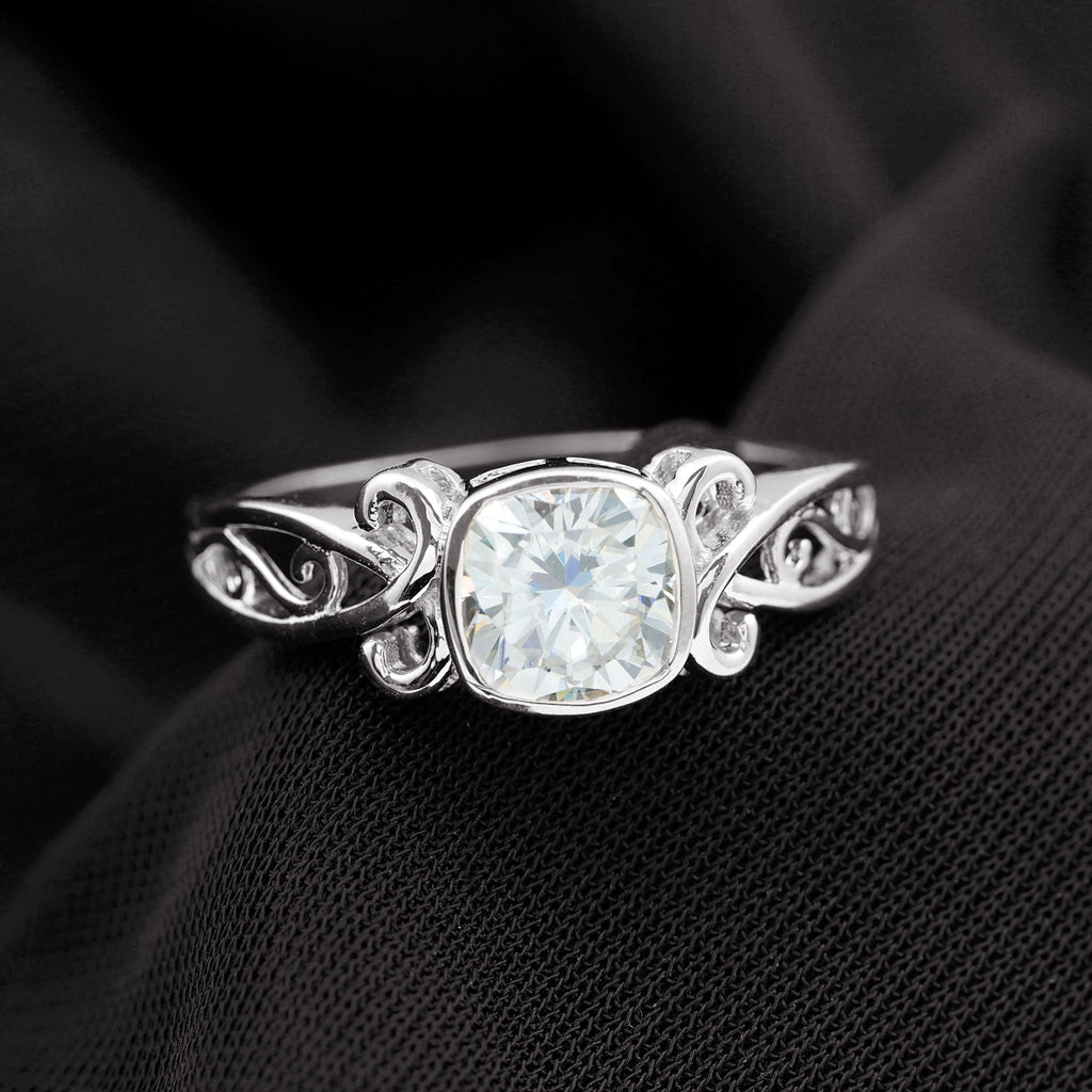 1 Carat Lab Grown Diamond Cushion Engagement Ring