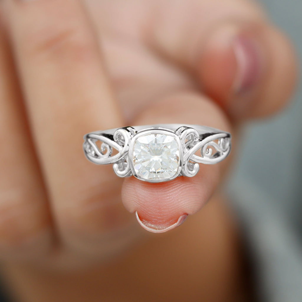 1 Carat Lab Grown Diamond Cushion Engagement Ring
