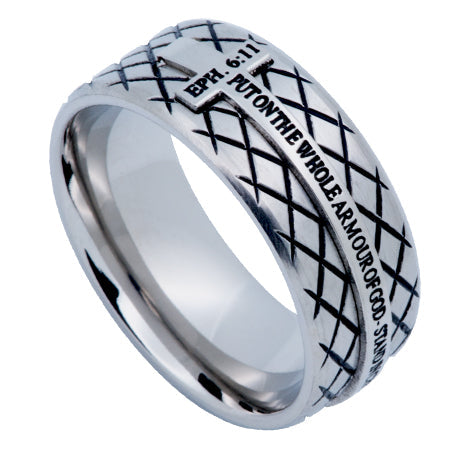Silver Diamond Back Cross Ring