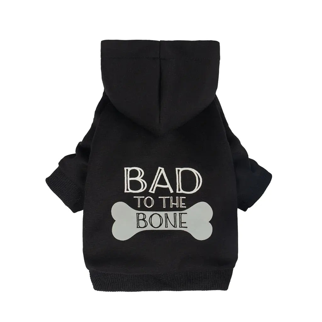 Fitwarm Bad to The Bone Dog Hoodie Dog Clothes for Small Dogs Girl Boy Dog Sweatshirt with Hood Funny Dog Clothes Pet Cat Outfit Black XXL