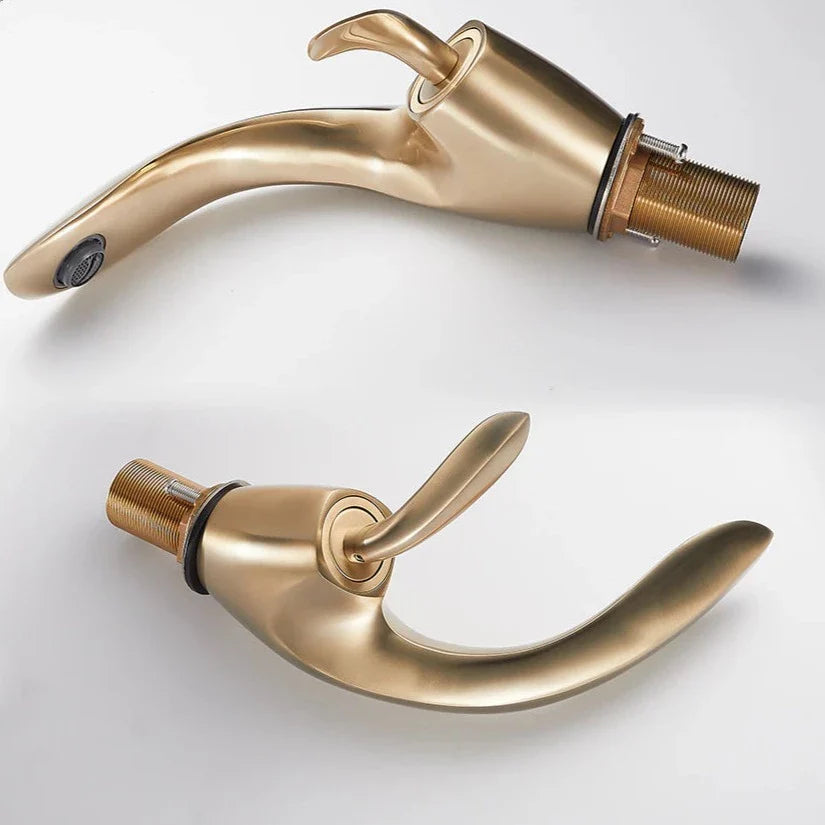 Leaf Silhouette Bathroom Sink Faucet: Modern Single-Handle Design with Essential Accessories & Deck Plate