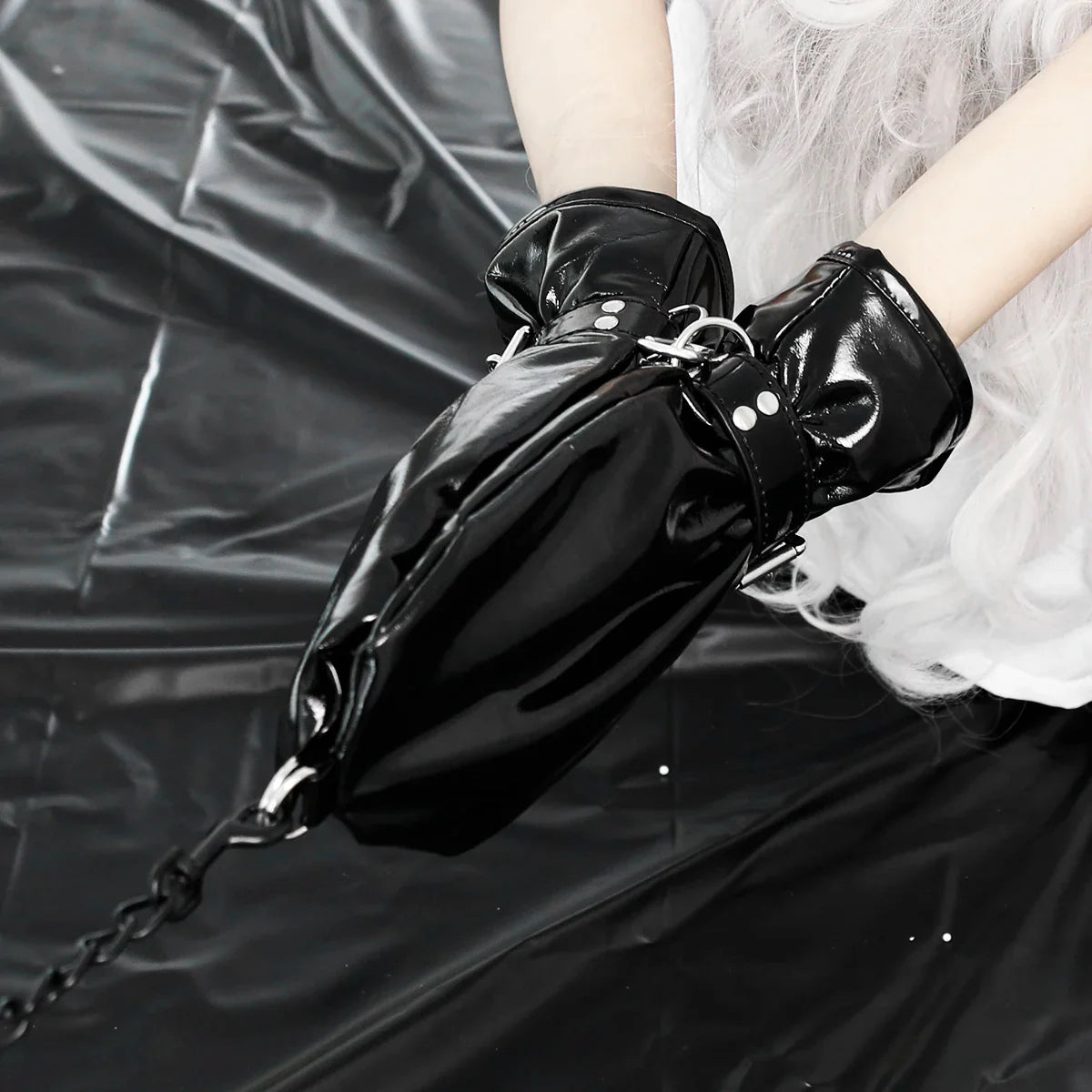 Patent Leather BDSM Mittens Dog Paw Gloves