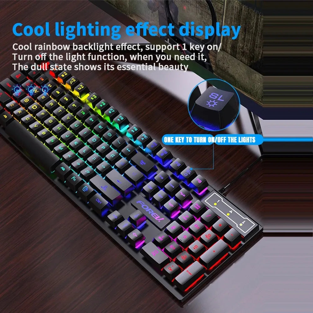 104 Keys Wired Keyboard RGB Colorful Gaming Keyboard