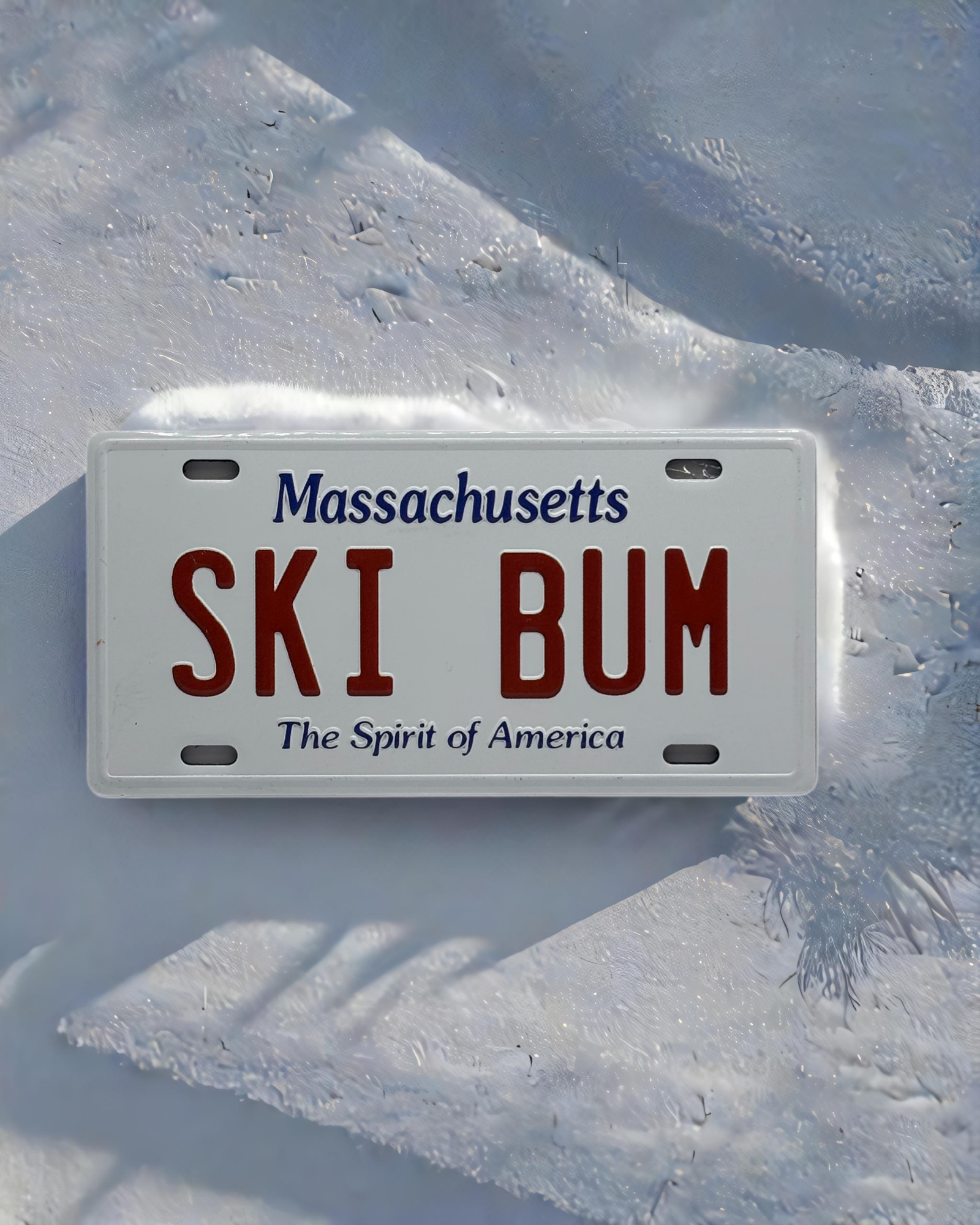 SKI BUM - Massachusetts License Plate Magnet