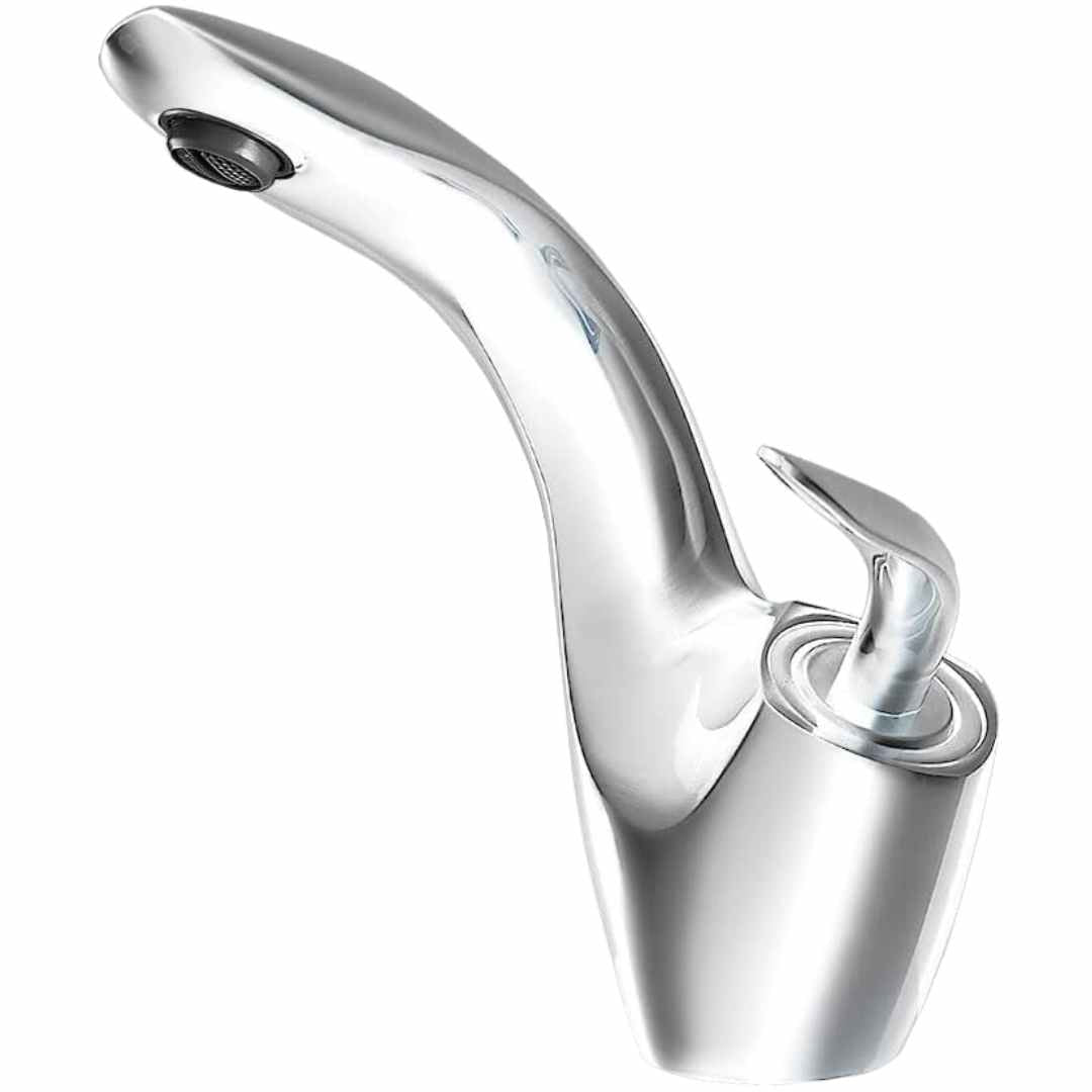 Leaf Silhouette Bathroom Sink Faucet: Modern Single-Handle Design with Essential Accessories & Deck Plate
