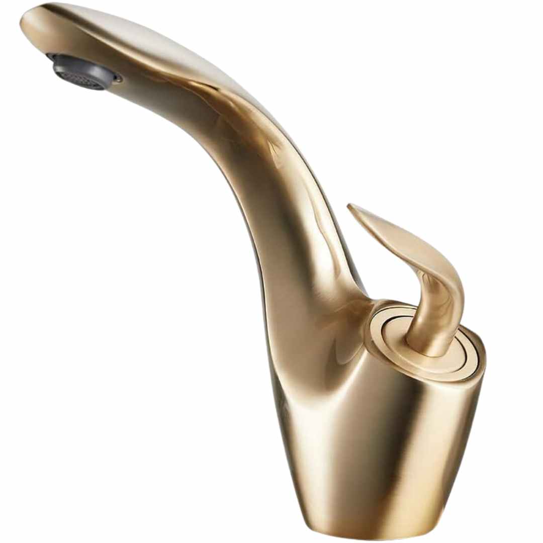 Leaf Silhouette Bathroom Sink Faucet: Modern Single-Handle Design with Essential Accessories & Deck Plate