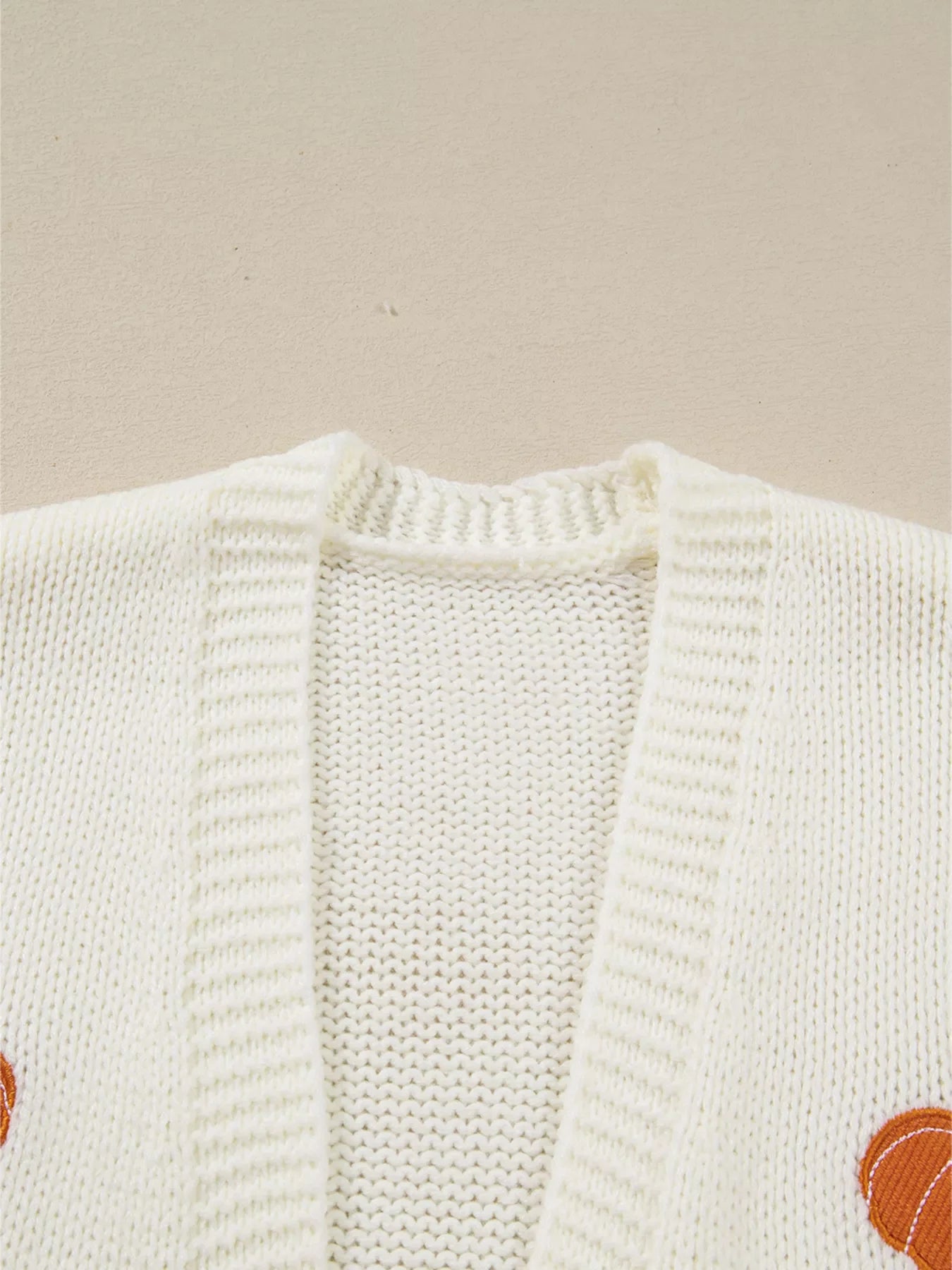 Halloween Pumpkin Embroidered Knit Cardigan