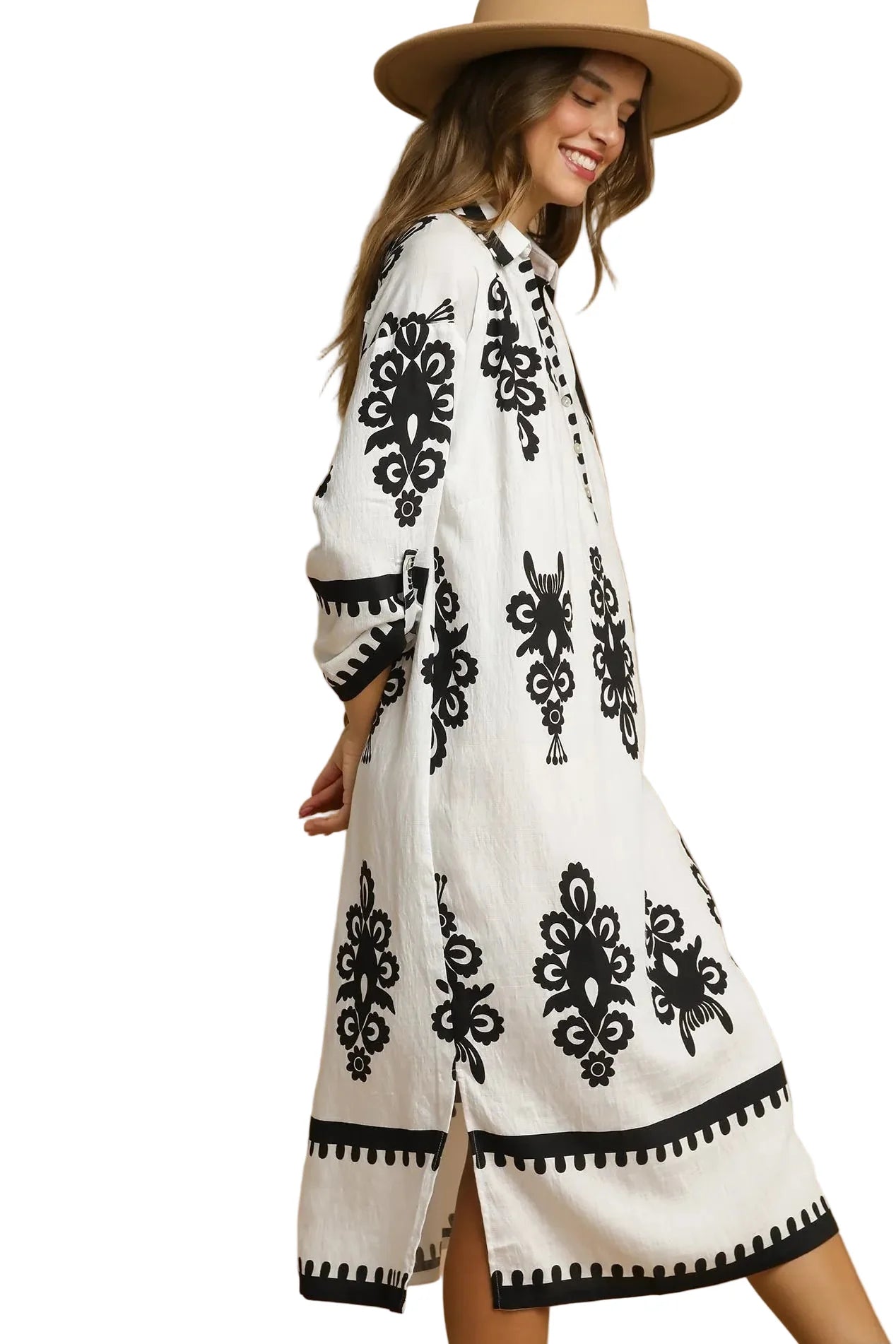 Abstract Print Midi Dress