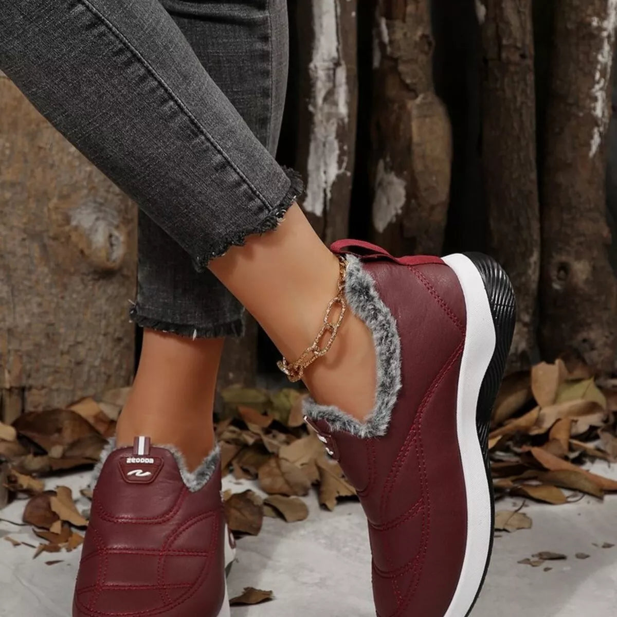 Plush Round Toe Platform Shoes