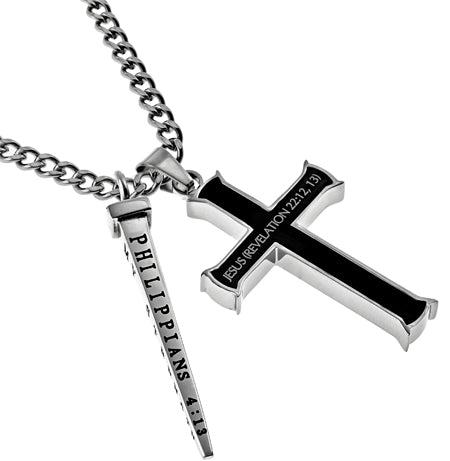 Black Cross Nail Necklace