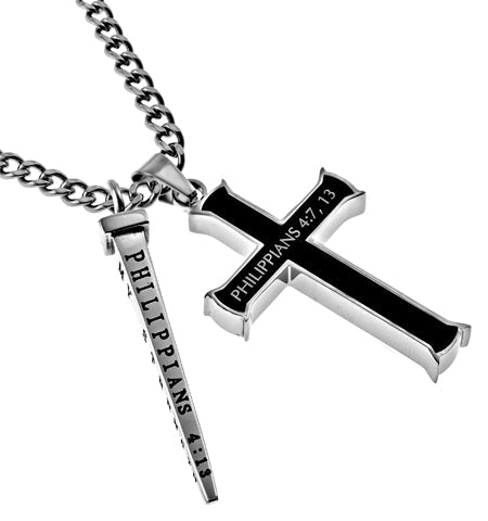 Black Cross Nail Necklace
