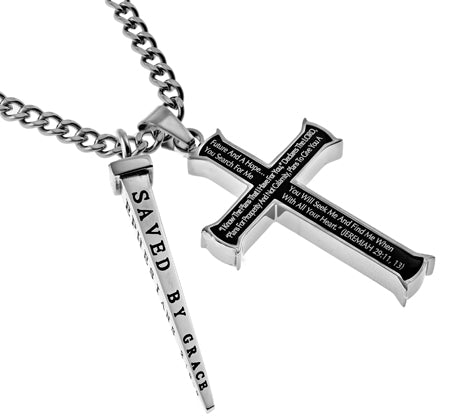 Black Cross Nail Necklace