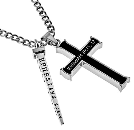 Black Cross Nail Necklace