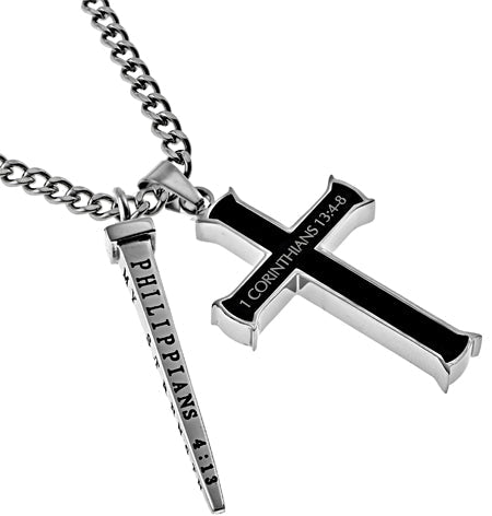Black Cross Nail Necklace