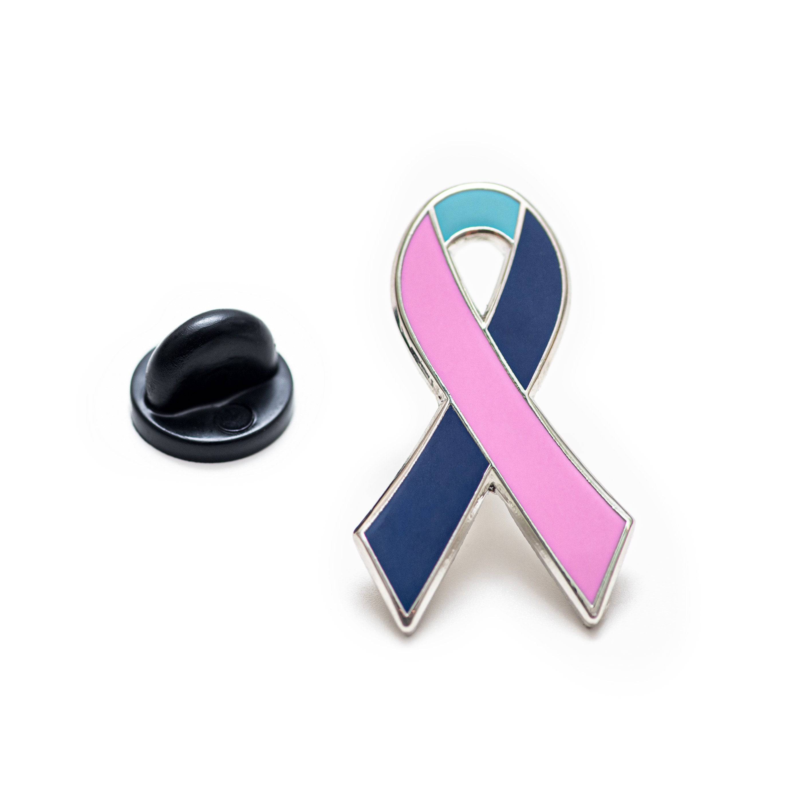 1-inch Thyroid Cancer Awareness Ribbon Pin – Pink • Teal • Blue