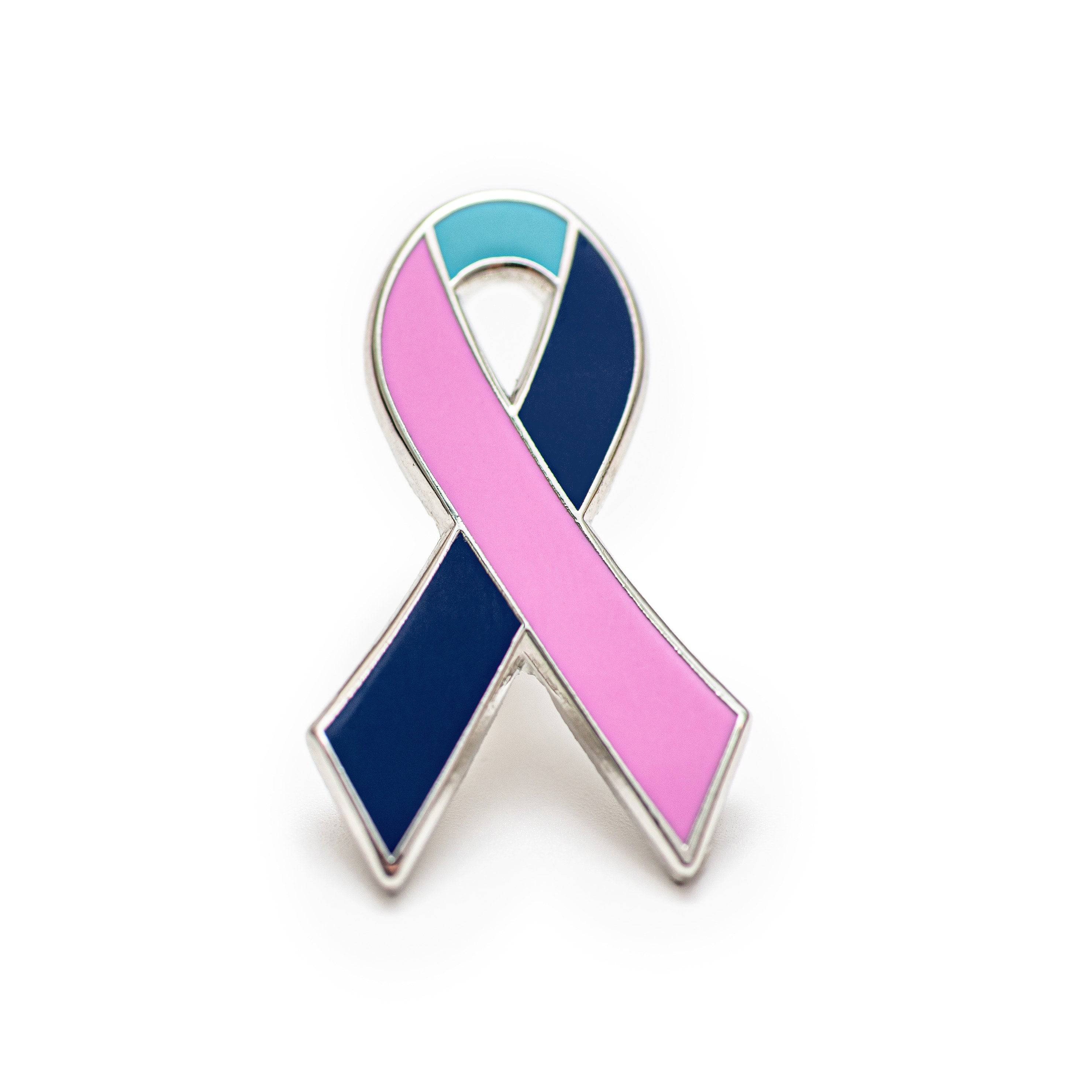 1-inch Thyroid Cancer Awareness Ribbon Pin – Pink • Teal • Blue