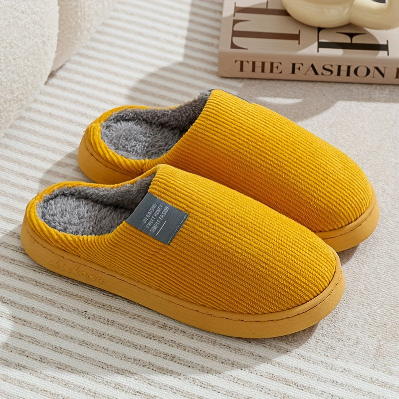 Couple's Warm Slippers for Women, Home Use in Spring, Autumn, and Winter, Non-Slip Thick-Soled Indoor Plush Slippers for Men and Women