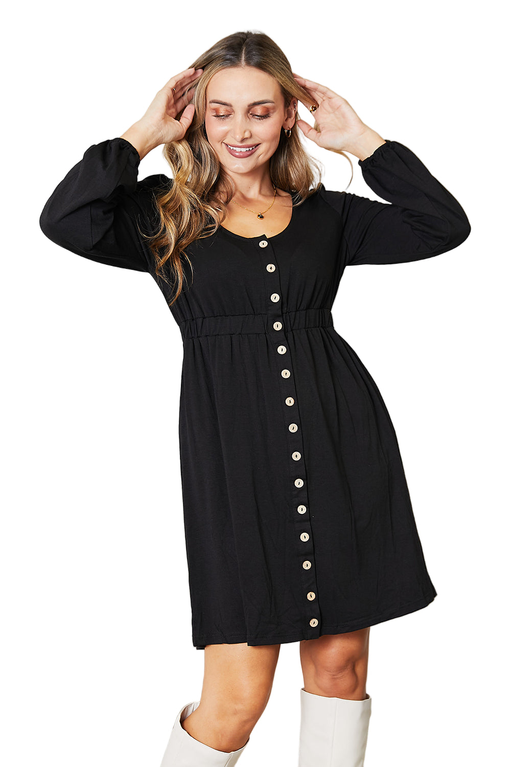 Scoop Neck Empire Waist Long Sleeve Magic Dress