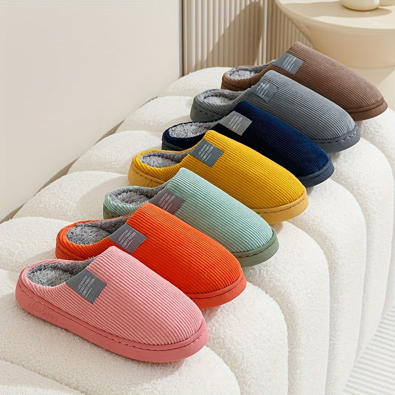 Couple's Warm Slippers for Women, Home Use in Spring, Autumn, and Winter, Non-Slip Thick-Soled Indoor Plush Slippers for Men and Women