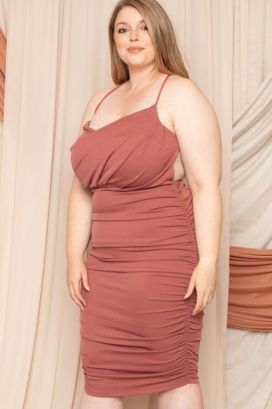 CURVE PLUS SIZE CRISS CROSS OPEN BACK PLUS SIZE MINI DRESS