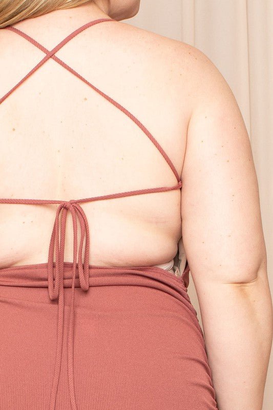 CURVE PLUS SIZE CRISS CROSS OPEN BACK PLUS SIZE MINI DRESS