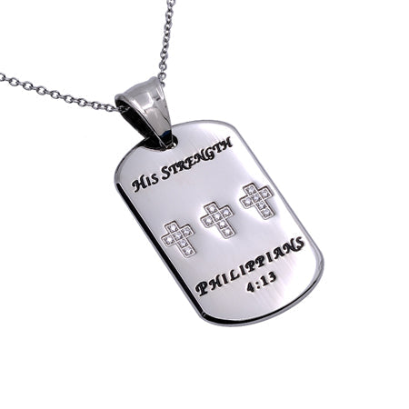 CZ Calvary Dog Tag Necklace