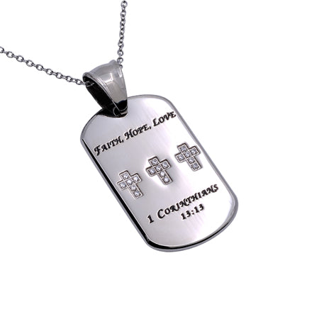 CZ Calvary Dog Tag Necklace