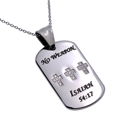 CZ Calvary Dog Tag Necklace