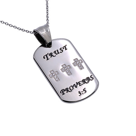 CZ Calvary Dog Tag Necklace