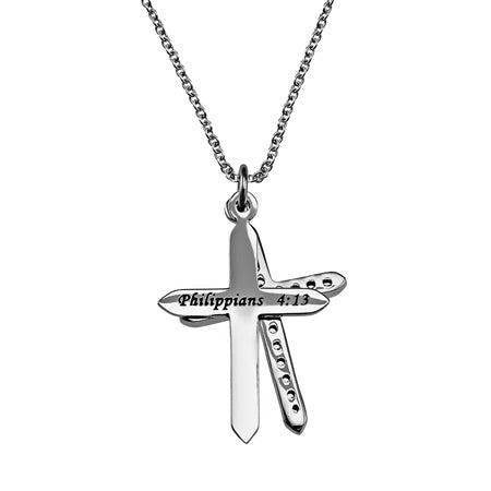 CZ Twin Cross Necklace