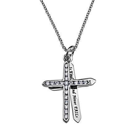 CZ Twin Cross Necklace