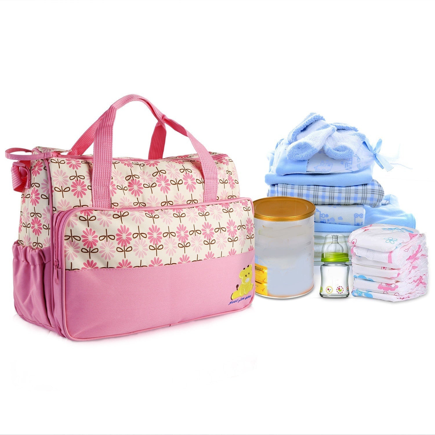 Littles Outing Essentials – 5PC Water-Resistant Diaper Bag Set for Mommies, Daddies & Caregivers