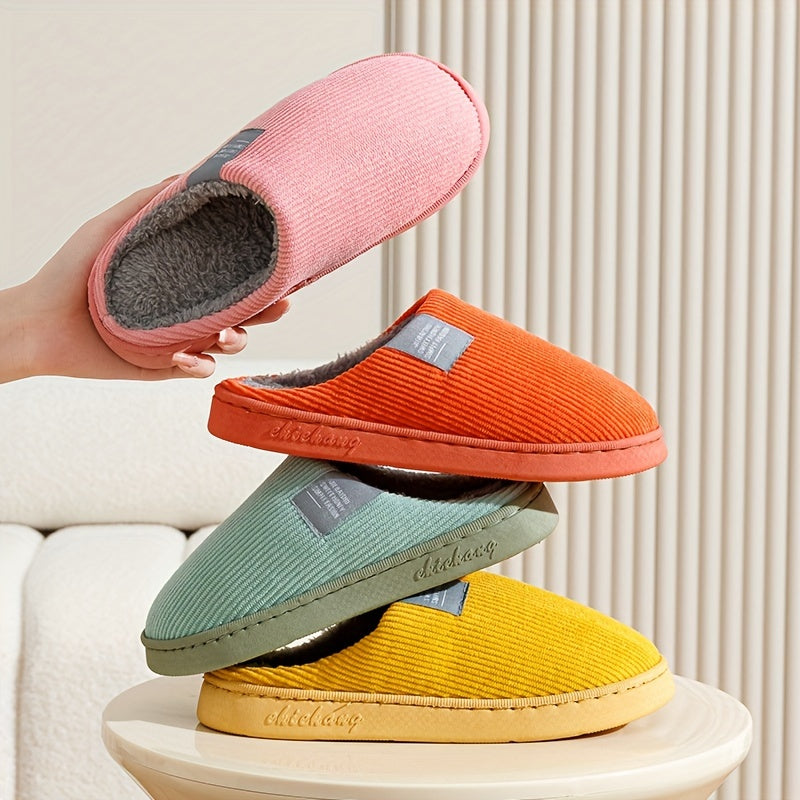 Couple's Warm Slippers for Women, Home Use in Spring, Autumn, and Winter, Non-Slip Thick-Soled Indoor Plush Slippers for Men and Women